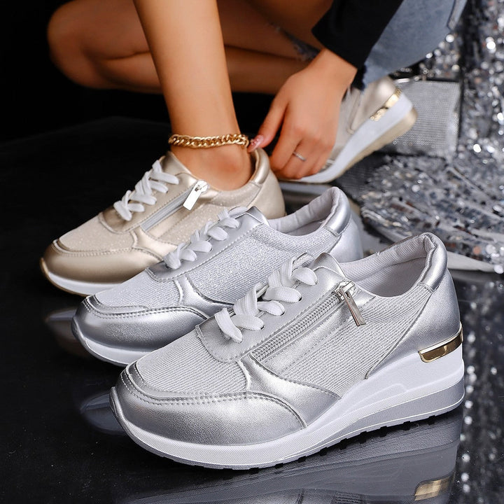 Glow - Metallic Wedge Sneakers