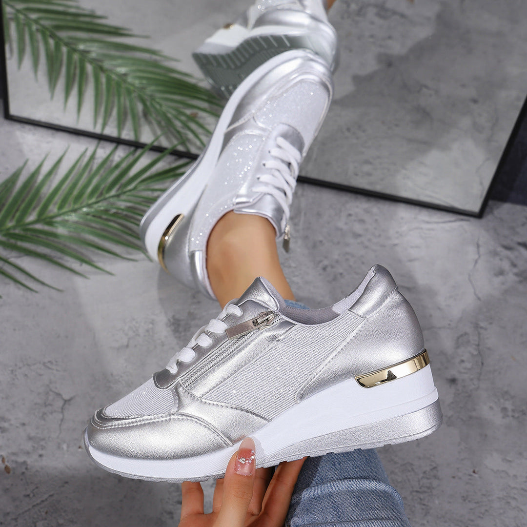 Glow - Metallic Wedge Sneakers